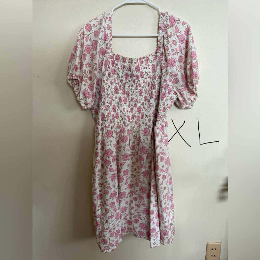 Pink and white floral dress